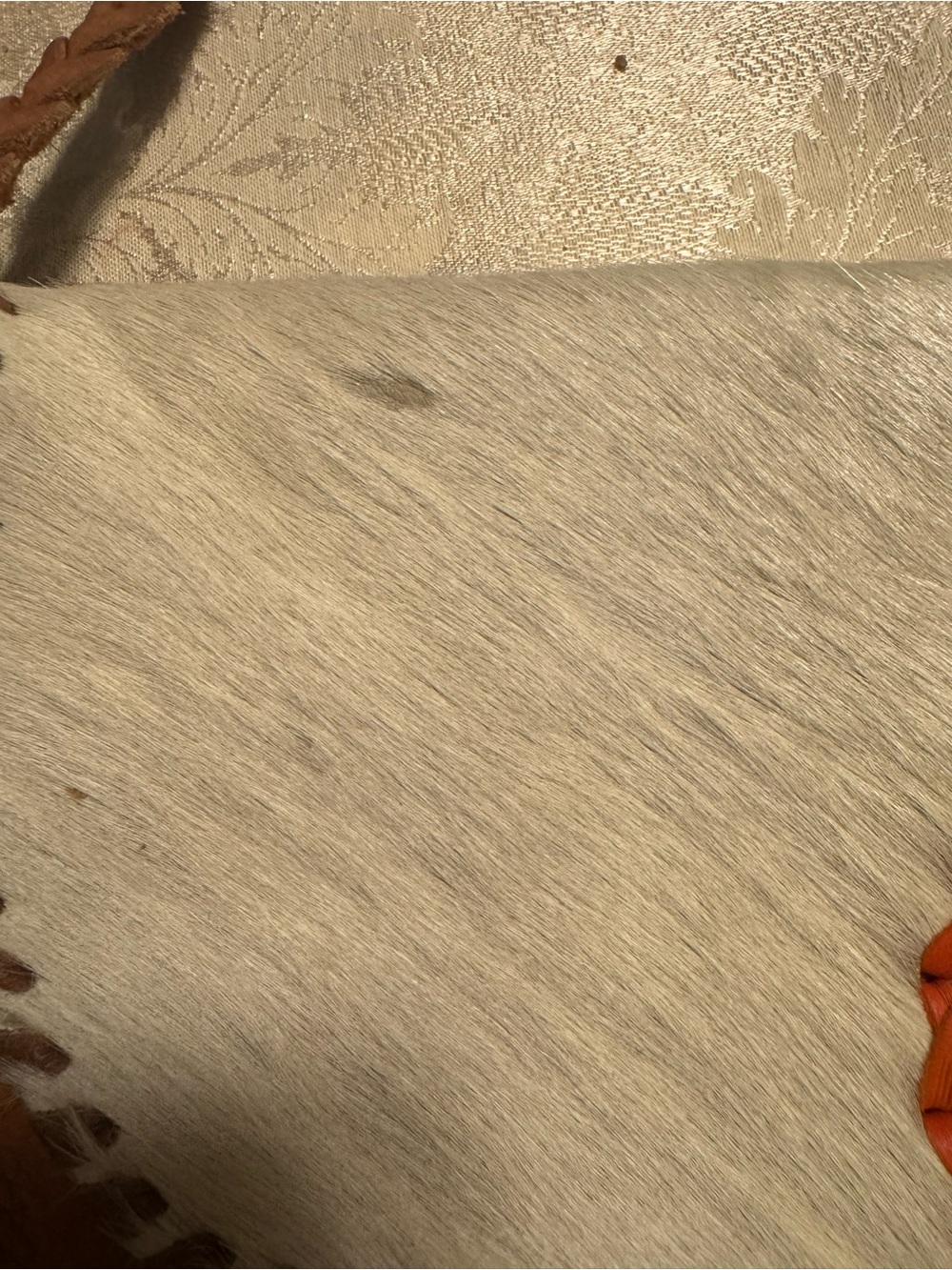 Tan Leather Shoulder Bag with Cream Haircalf Flap, with real Agate - Picture 2 of 8